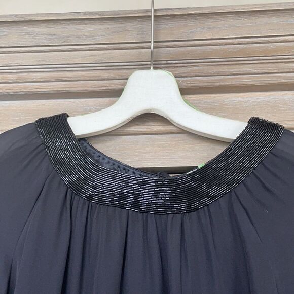 Parker silk beaded blouse sheet top black small - Picture 10 of 15